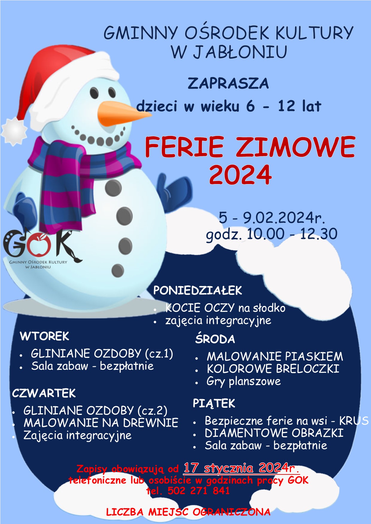 plakat gok ferie zimowe 2024