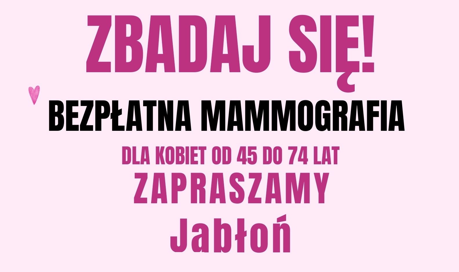 Bezpłatna mammografia w Jabłoniu - 21 kwietnia 2026 r. 