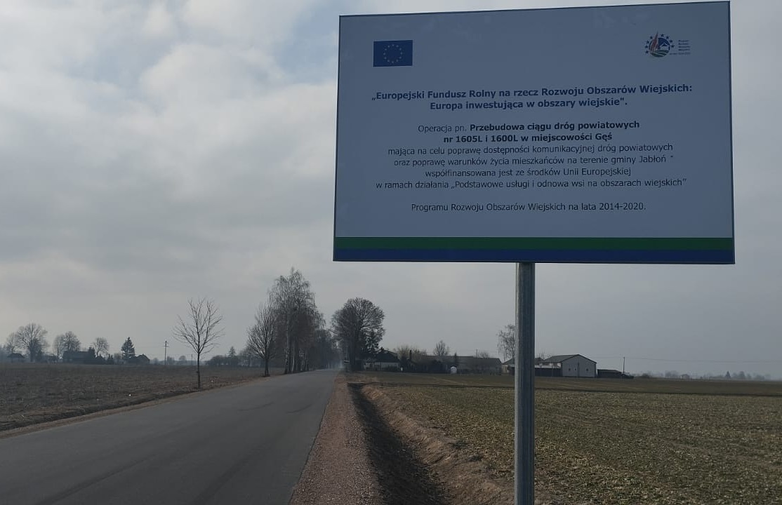 Zakończenie przebudowy ciągu dróg powiatowych nr 1605L i 1600L w miejscowości Gęś