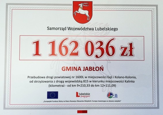 DOFINANSOWANIE NA PRZEBUDOWĘ DORGI W MIESJCOWOŚCIACH GĘŚ I KOLANO-KOLONIA